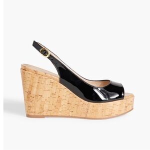 Stuart Weitzman Riveria Patent Leather Slingback  Wedge Sandals Women’s Size 8